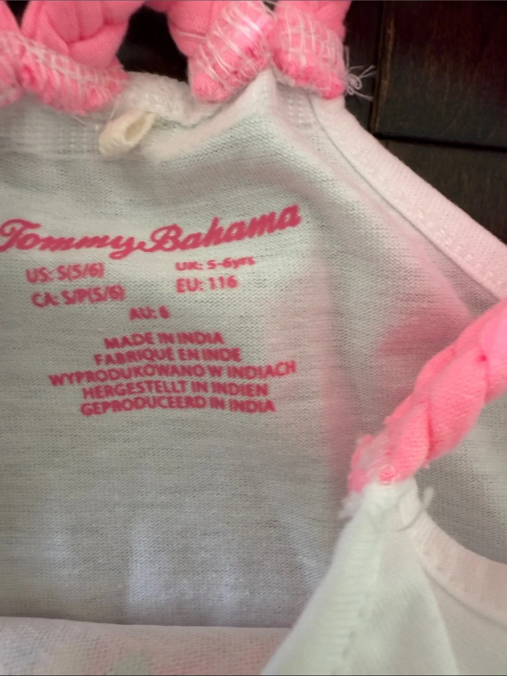 Tommy Bahama Girls White Mermaid Sequin Graphic Tank Top with Pink Straps! 5/6 - Picture 3 of 4